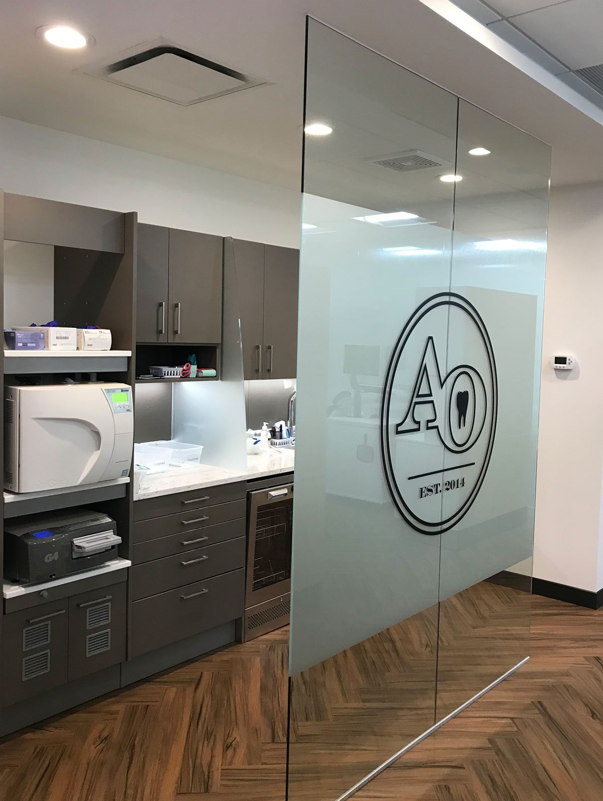 Custom logo design on window