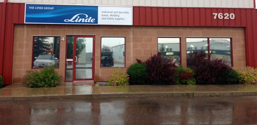 Front of the Linde Group with security window film application