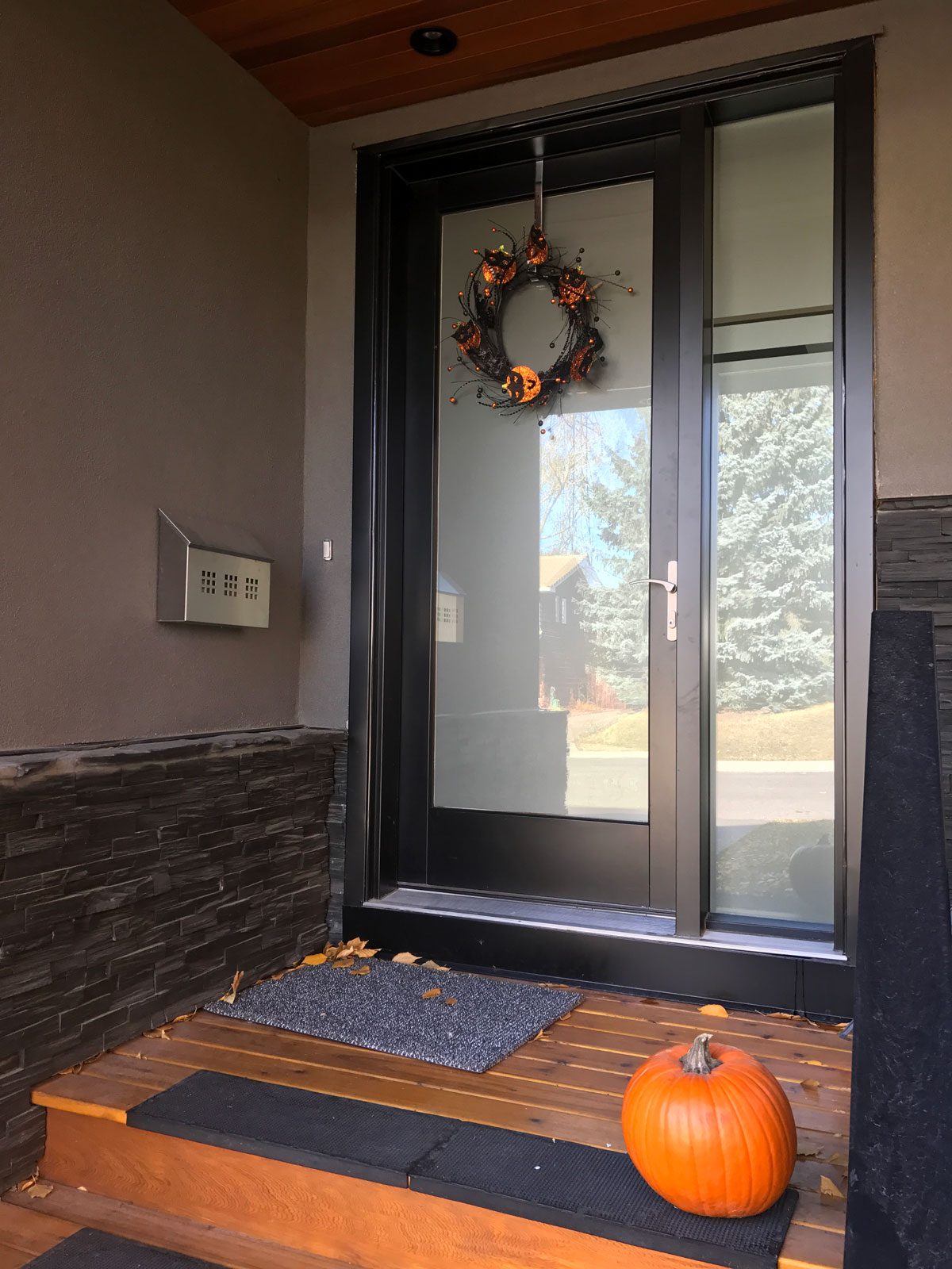 Front door with specialty custome etch
